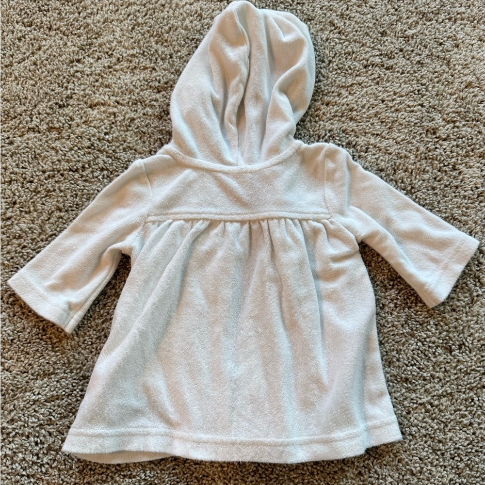 Old Navy Baby Girl swim coverup White Hooded Zip-Up Jacket Size 0-3 Months - Picture 6 of 6